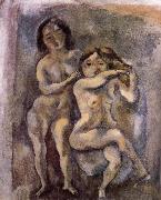 Jules Pascin Gril with sheila are hackle golden hair oil painting picture wholesale